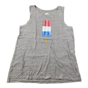 Old Navy Womens Gray Tank Top With Patriotic Popsicle Print JH1818
